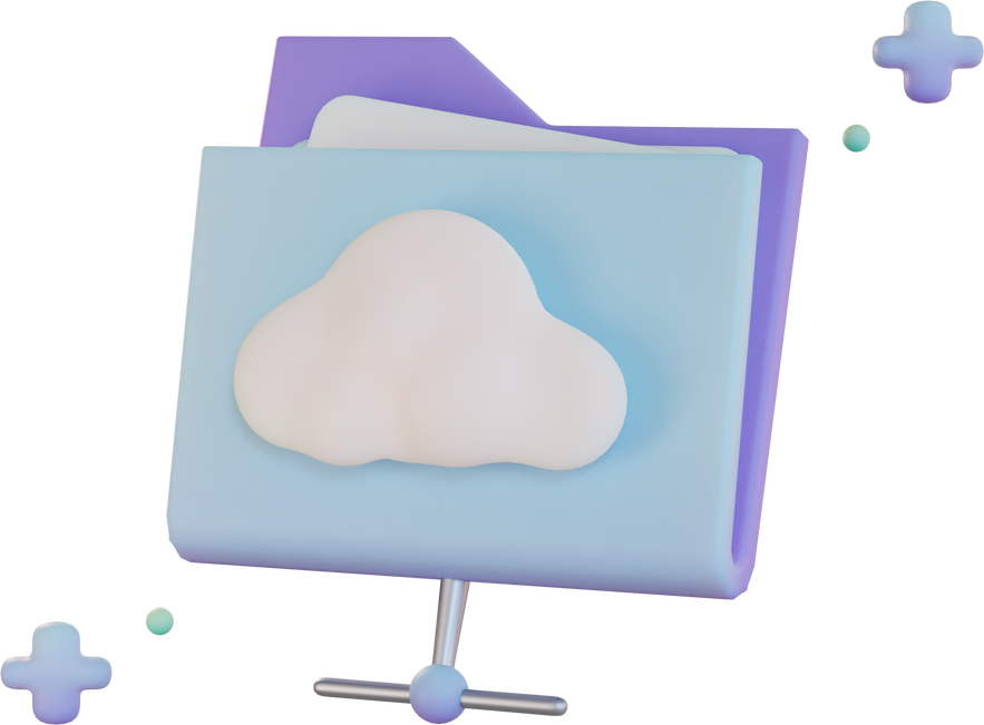 Cloud Storage, Files 3d Illustration